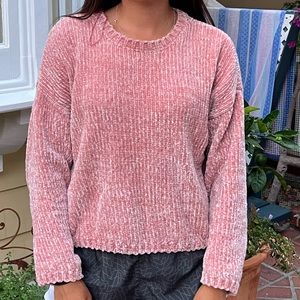 PACSUN LA Hearts Pink Chenille Sweater